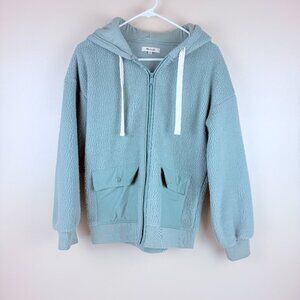 Madewell Sherpa Fleece Full-Zip Hoodie - Cozy Teddy Bear Jacket